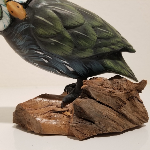 Handmade Wood Owl Figurine, Fork Art Primitive Wooden Owl Farmhouse Decor - Picture 9 of 10